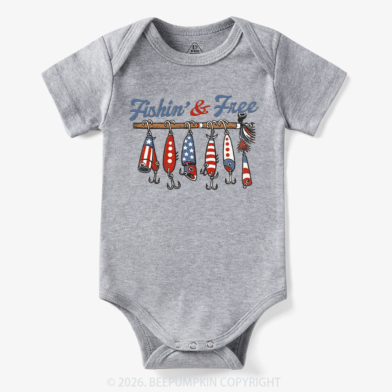 Fishin And Free Lure 4th Of July Bodysuit