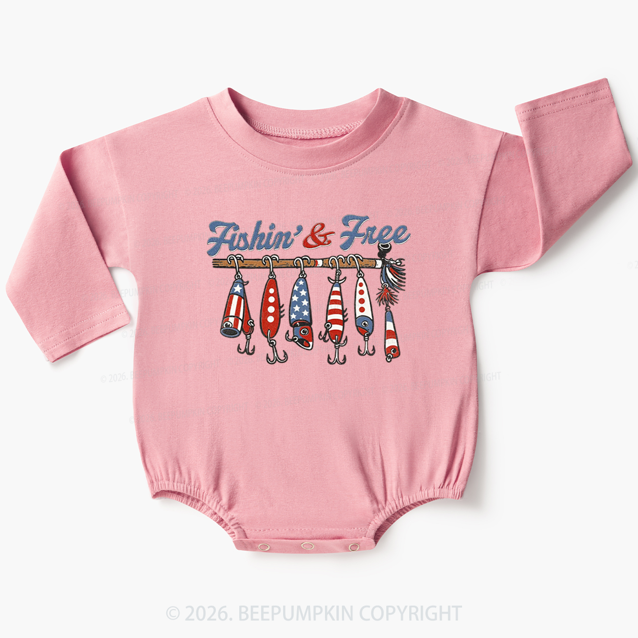 Fishin And Free Lure 4th Of July Baby Bubble Romper