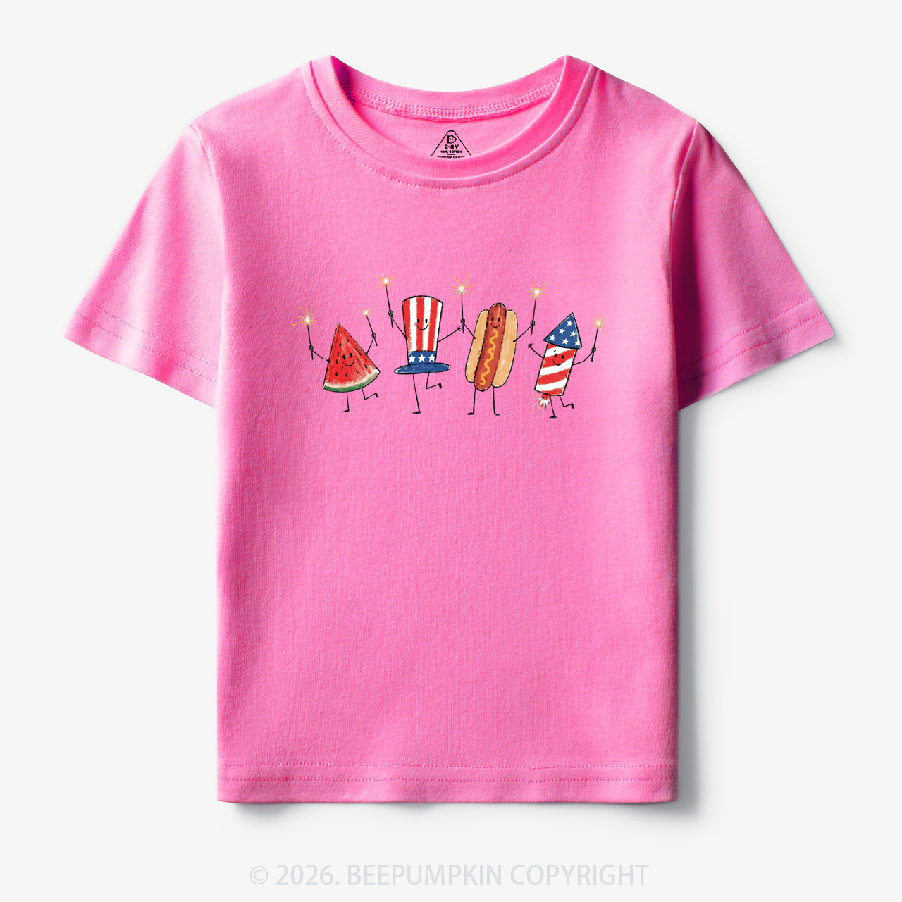 Patriotic Watermelon Hotdog Firework American Toddler&Kid's Tees
