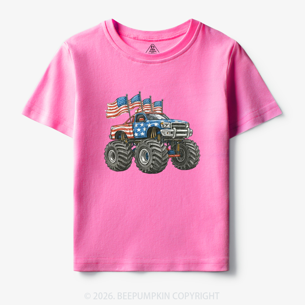 4th Of July Monster Truck American Flag Toddler&Kid's Tees