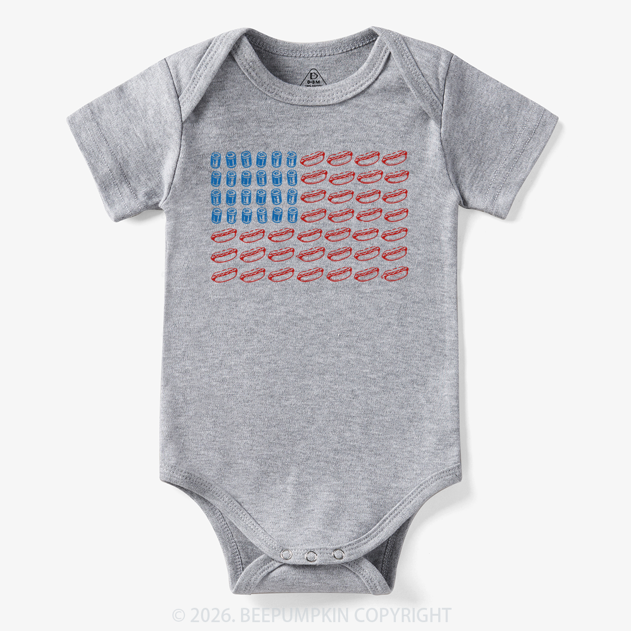 Funny 4th of July Hot Dog American Flag Bodysuit