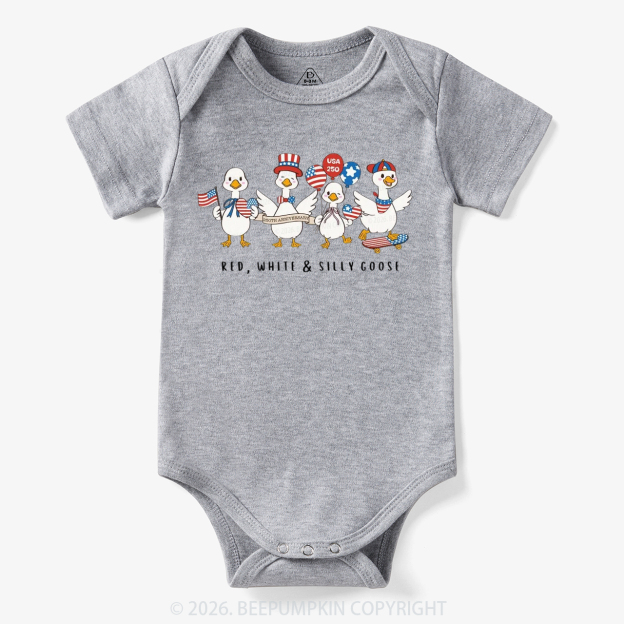 Red White Silly Goose USA 250 Patriotic Bodysuit