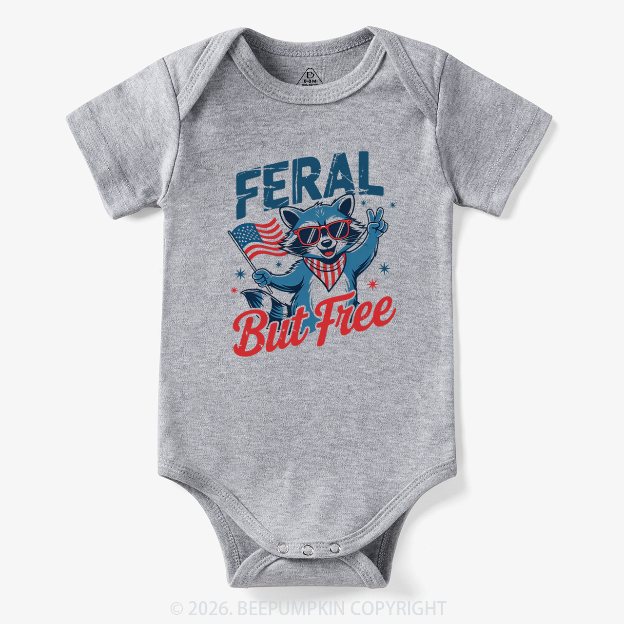 Feral Raccoon 4th of July Bodysuit