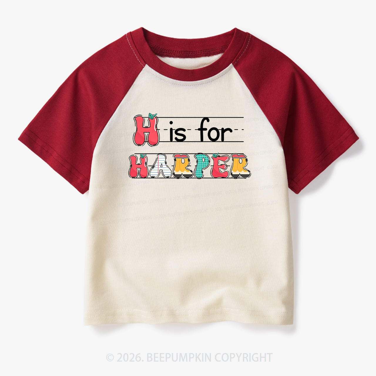 Personalized Kids Name Back To School Toddler&Kids Retro Raglan T-shirt