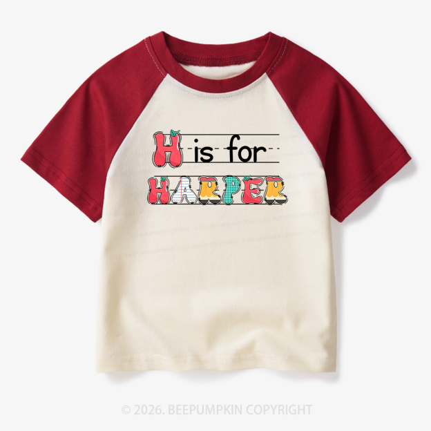 Personalized Kids Name Back To School Toddler&Kids Retro Raglan T-shirt