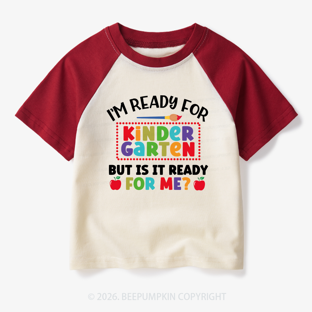 I'm Ready For Kindergarten Back To School Toddler&Kids Retro Raglan T-shirt