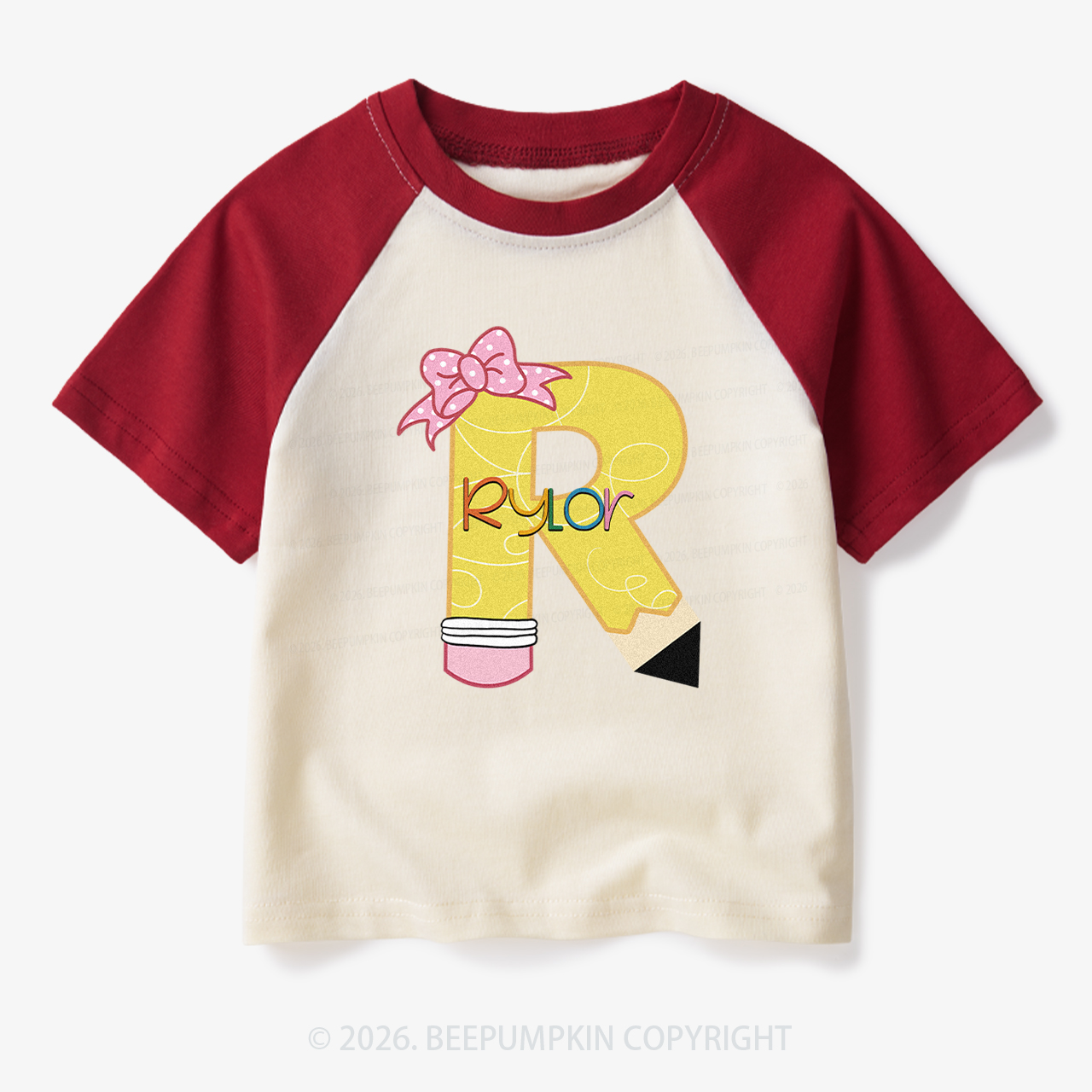 Personalized Pencil Back To School Toddler&Kids Retro Raglan T-shirt