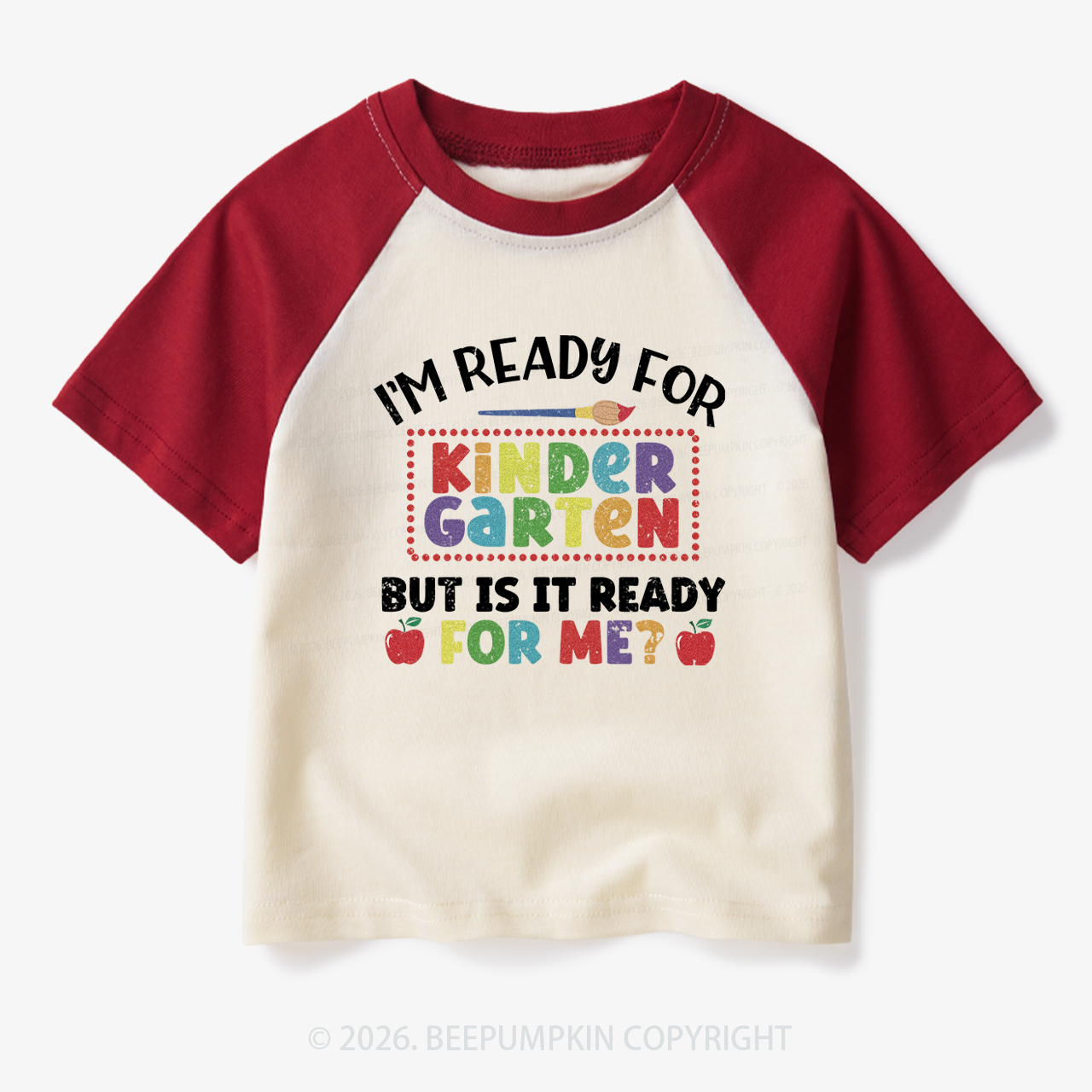 I'm Ready For Kindergarten Back To School Toddler&Kids Retro Raglan T-shirt