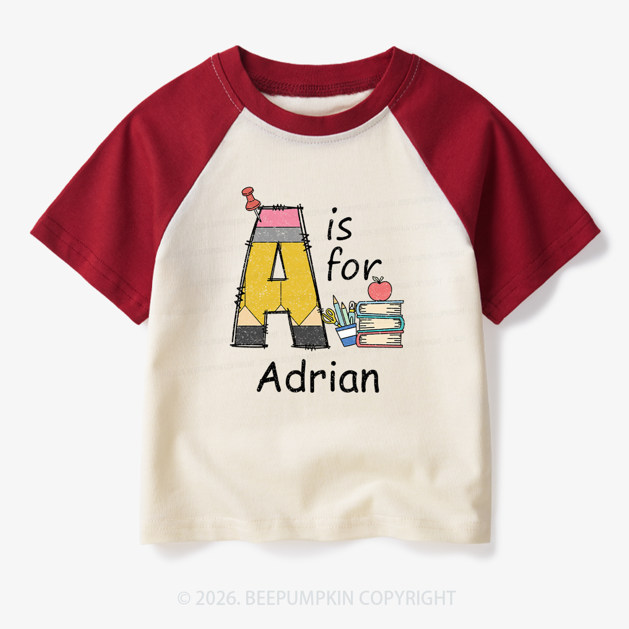 Personalized Alphabet Name Toddler&Kids Retro Raglan T-shirt