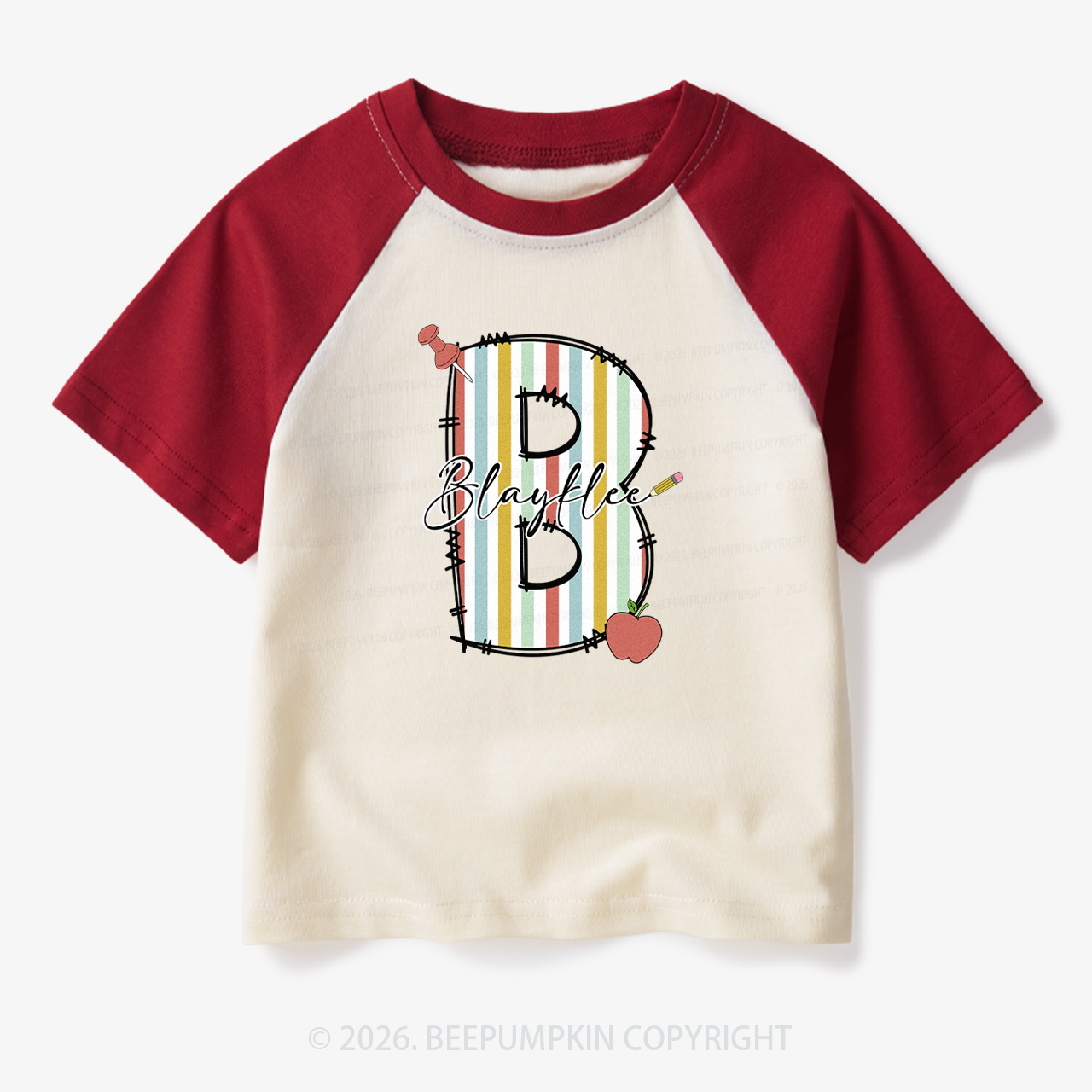 Personalized Alphabet Toddler&Kids Retro Raglan T-shirt