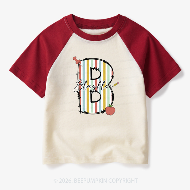 Personalized Alphabet Toddler&Kids Retro Raglan T-shirt