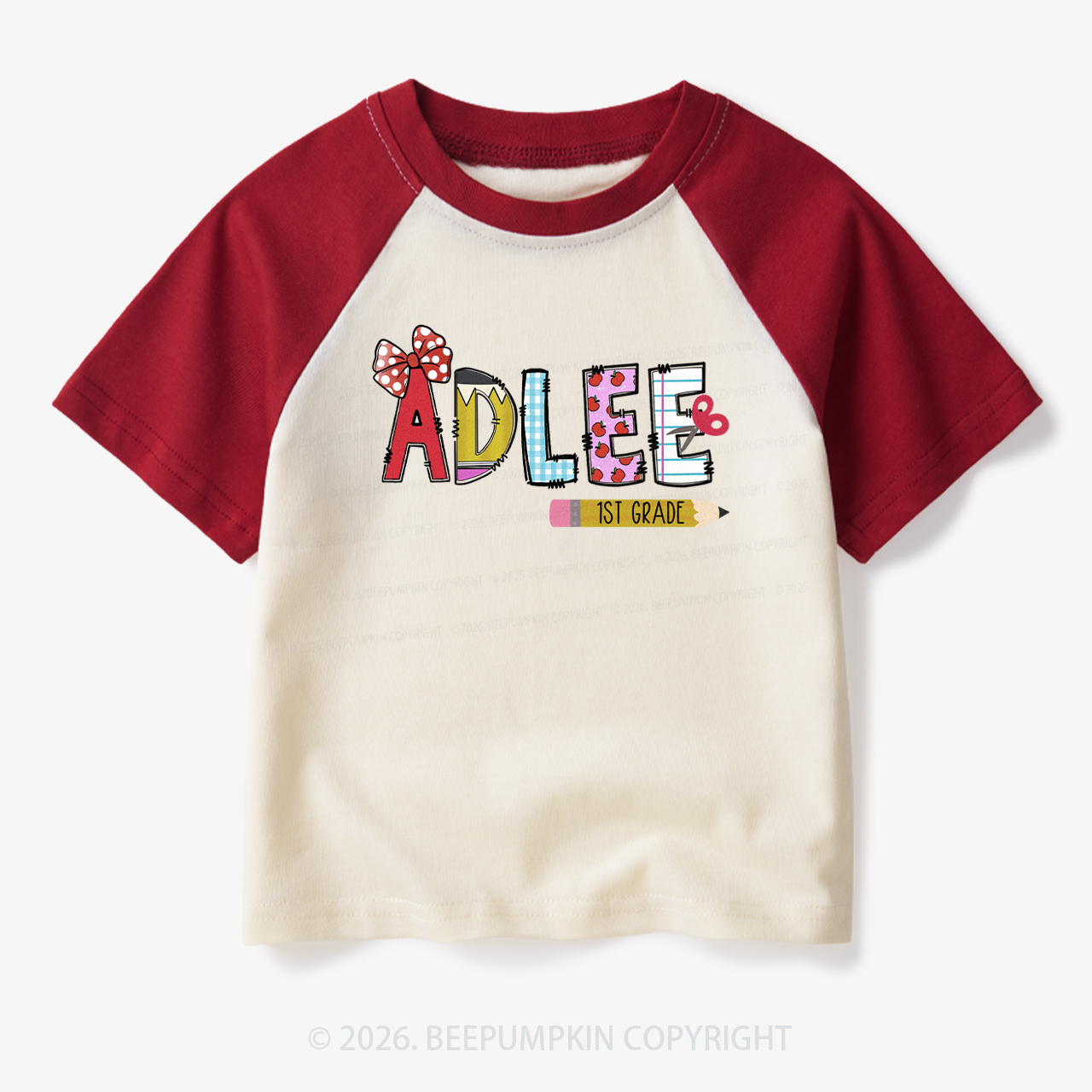 Personalized Name First Day Of School Toddler&Kids Retro Raglan T-shirt
