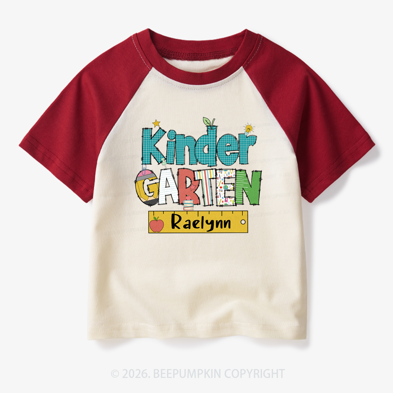 Personalized Letter Grade Toddler&Kids Retro Raglan T-shirt