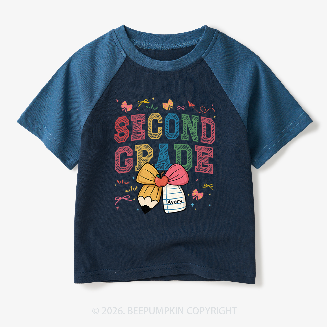 Personalized Girl Back To School Bundle Toddler&Kids Retro Raglan T-shirt