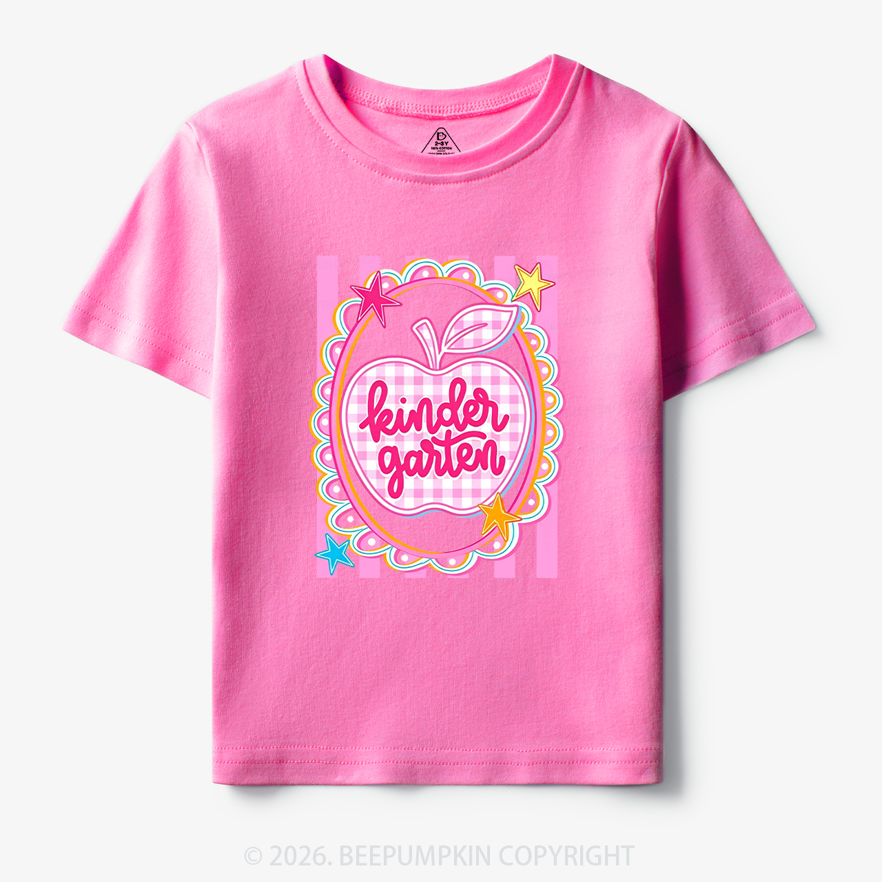 Personalized Apple Pink Gingham Stripes Toddler&Kid's Tees