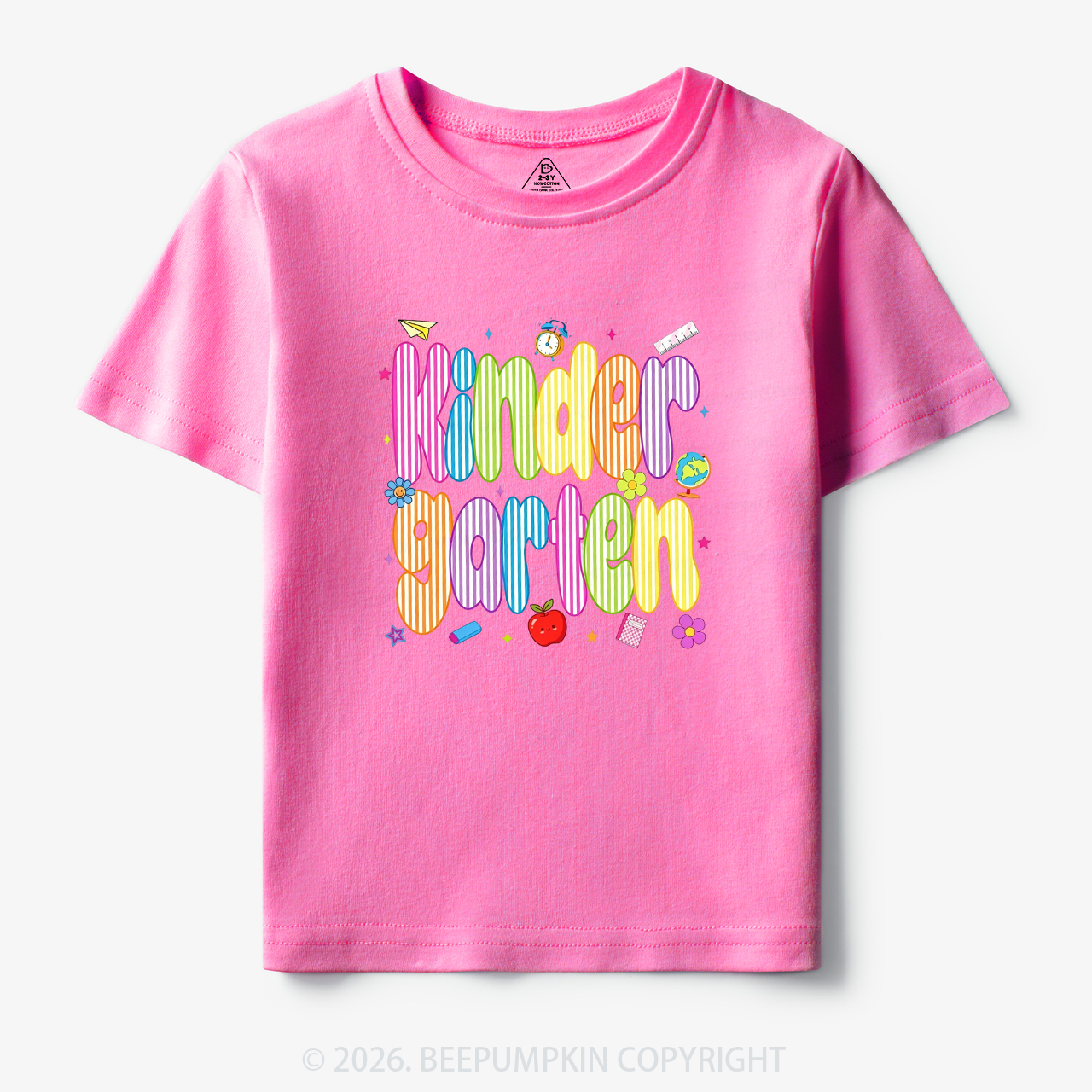 Personalized Preppy Back To School Colorful Stripes Toddler&Kid's Tees