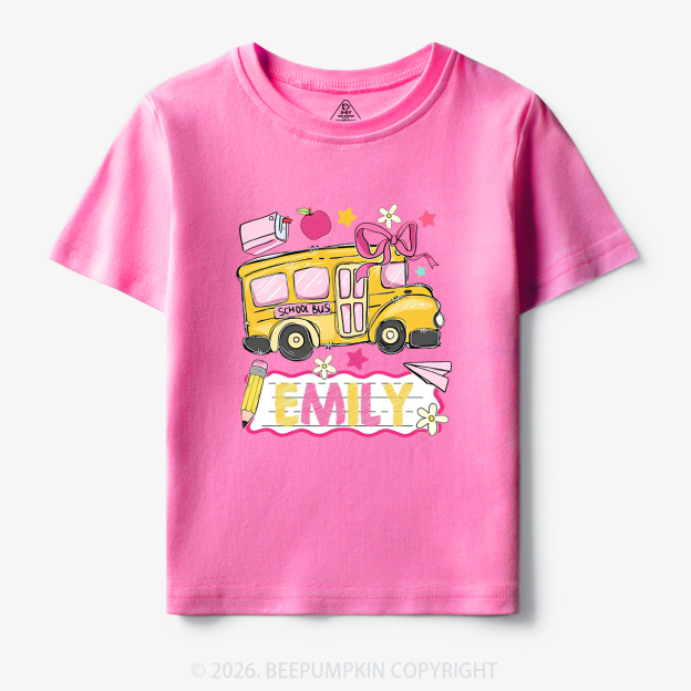 Personalized Name School Bus Back To School Toddler&Kid's Tees