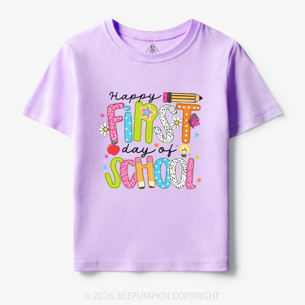 Colorful Happy First Day Of School Toddler&Kid's Tees