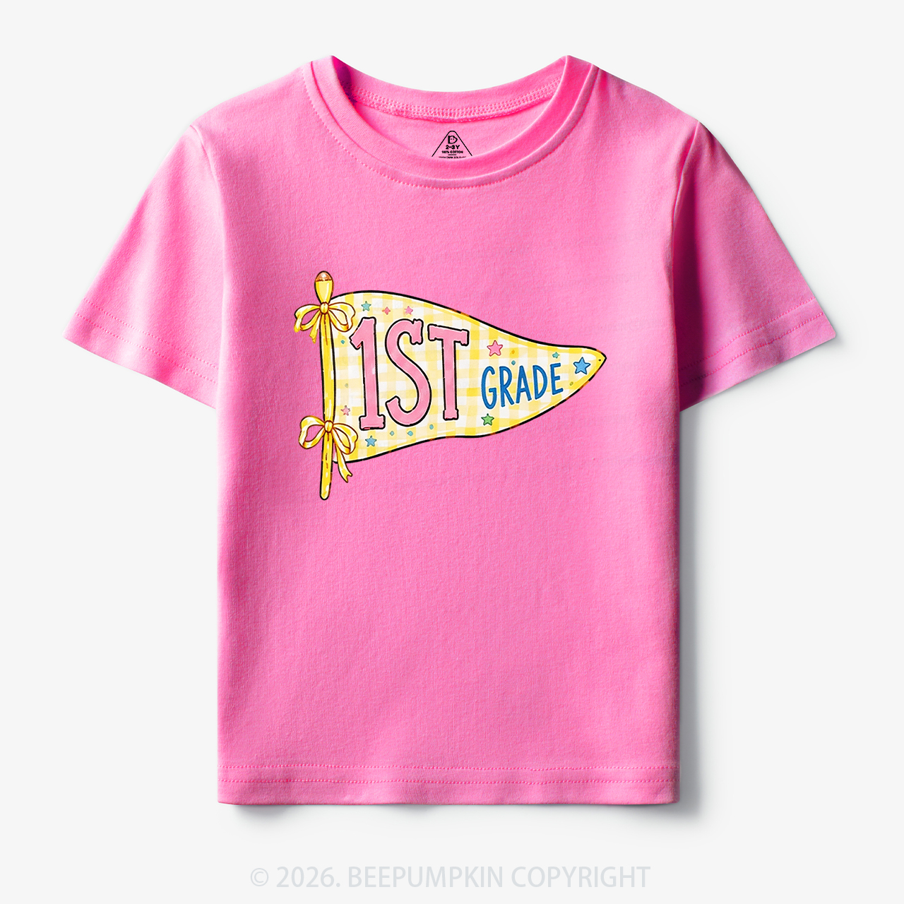 Personalized Back to School Pennant Bow Pastel Toddler&Kid's Tees
