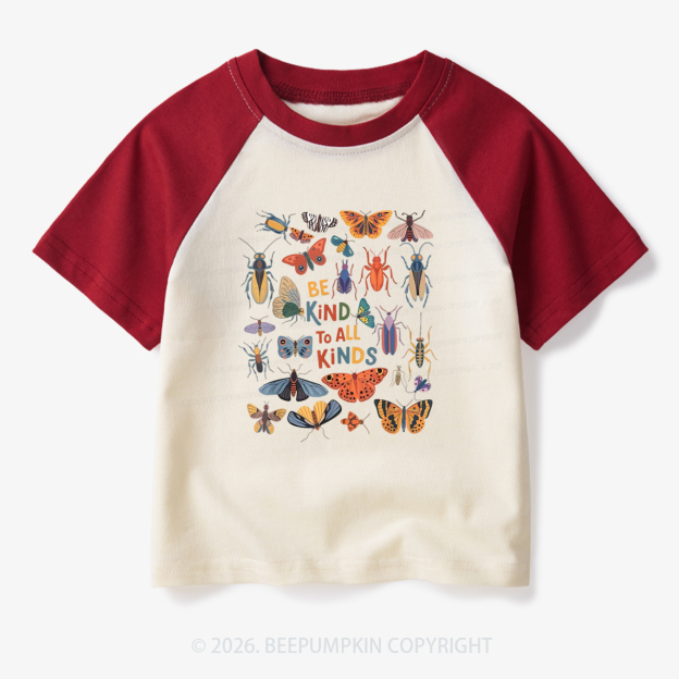 Vintage Entomologist Natural Toddler&Kids Retro Raglan T-shirt