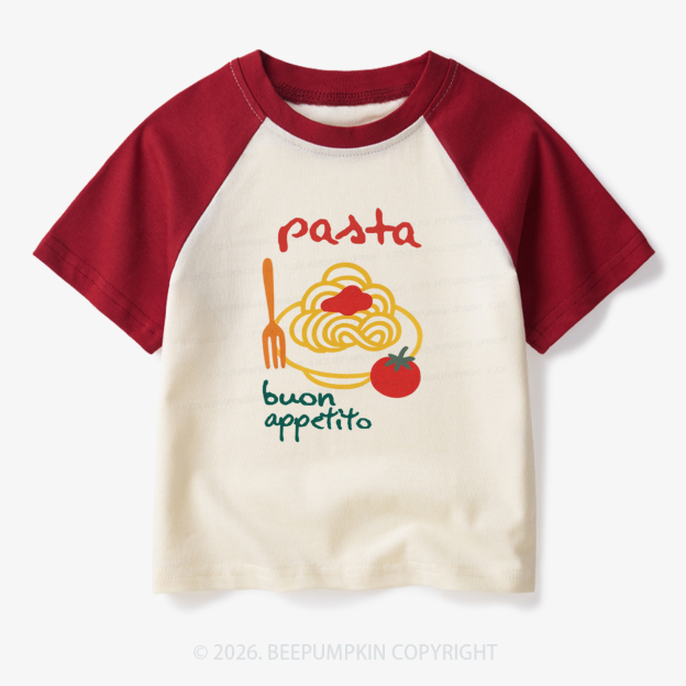 Spaghetti Pasta Cute Food Toddler&Kids Retro Raglan T-shirt