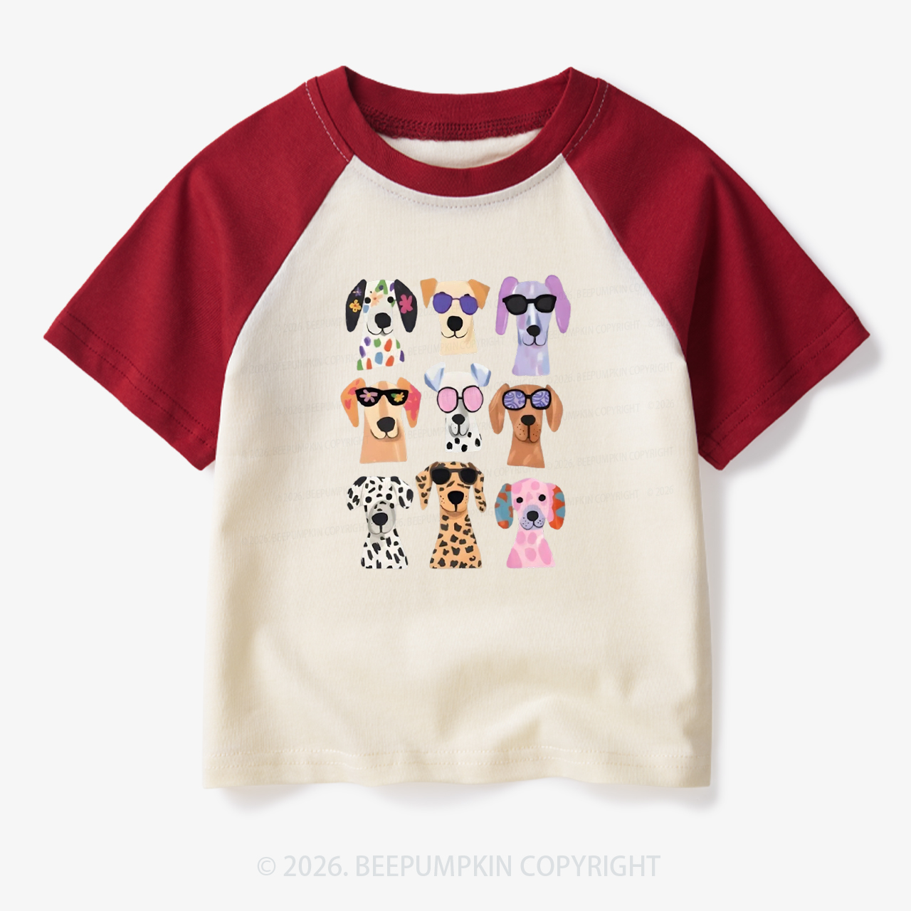 Cute Dog Fun Puppy Toddler&Kids Retro Raglan T-shirt