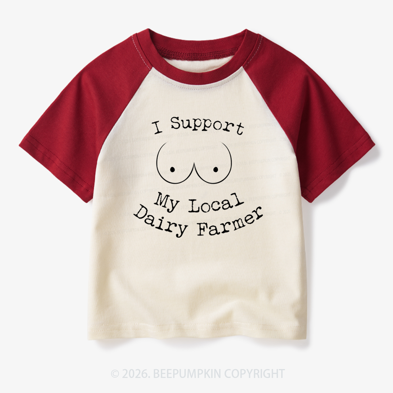 I Support My Local Dairy Farmer Toddler&Kids Retro Raglan T-shirt