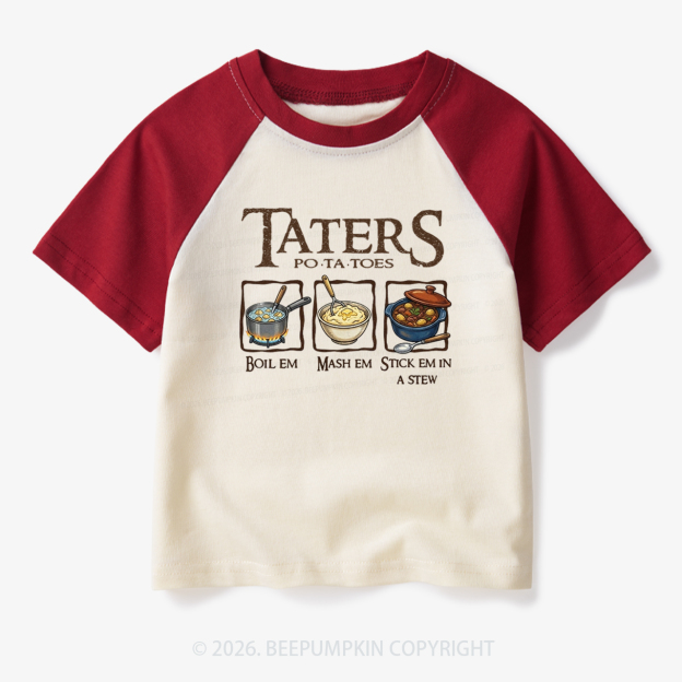 Taters Potatoes Funny Toddler&Kids Retro Raglan T-shirt