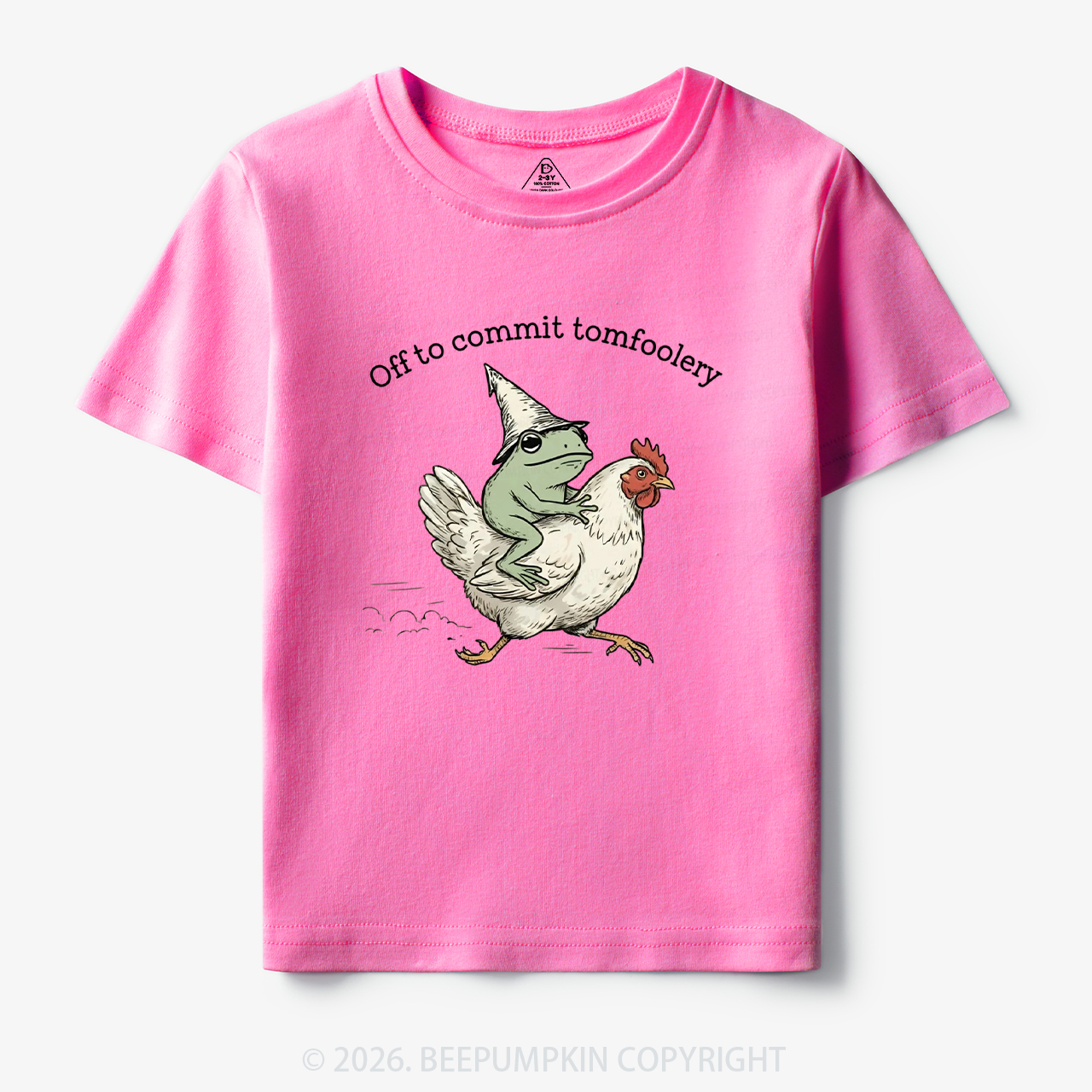 Frog Riding Chicken Off to Commit Tomfoolery Toddler&Kid's Tees
