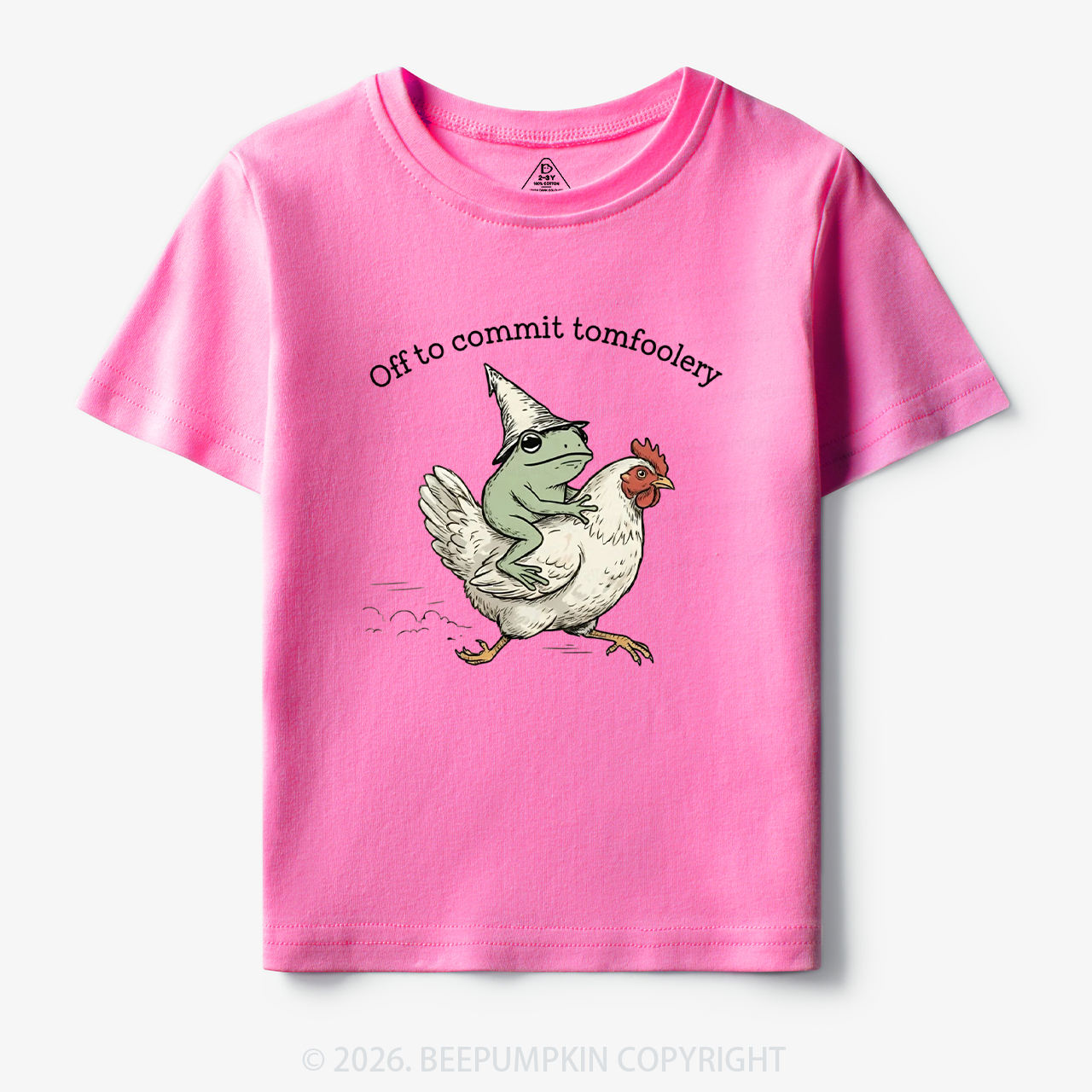 Frog Riding Chicken Off to Commit Tomfoolery Toddler&Kid's Tees