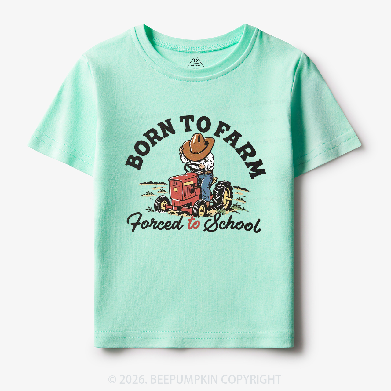  Born to Farm Forced to School Tractor Cowboy Toddler&Kid's Tees