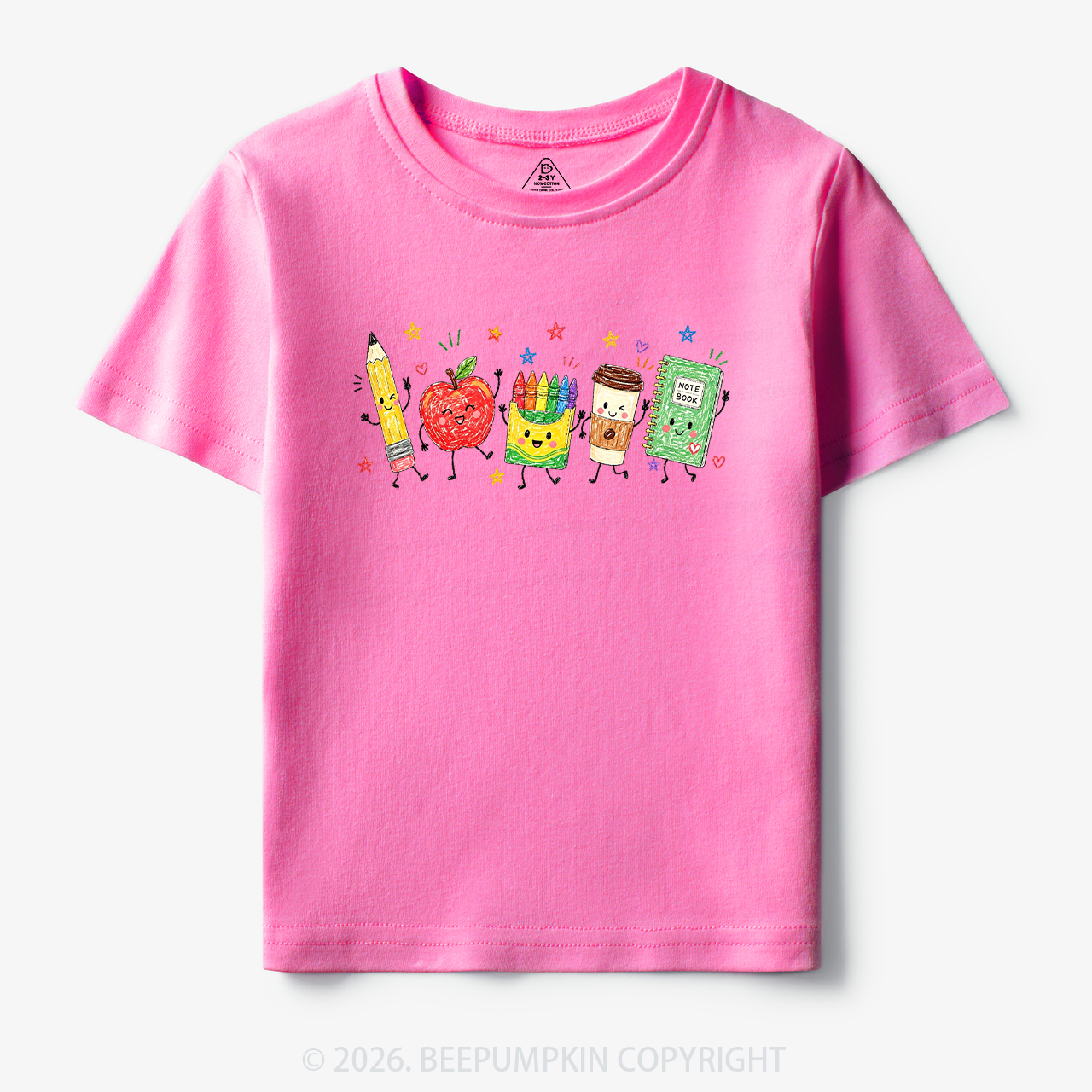 Cute Crayon Apple Pencil Notebook Toddler&Kid's Tees