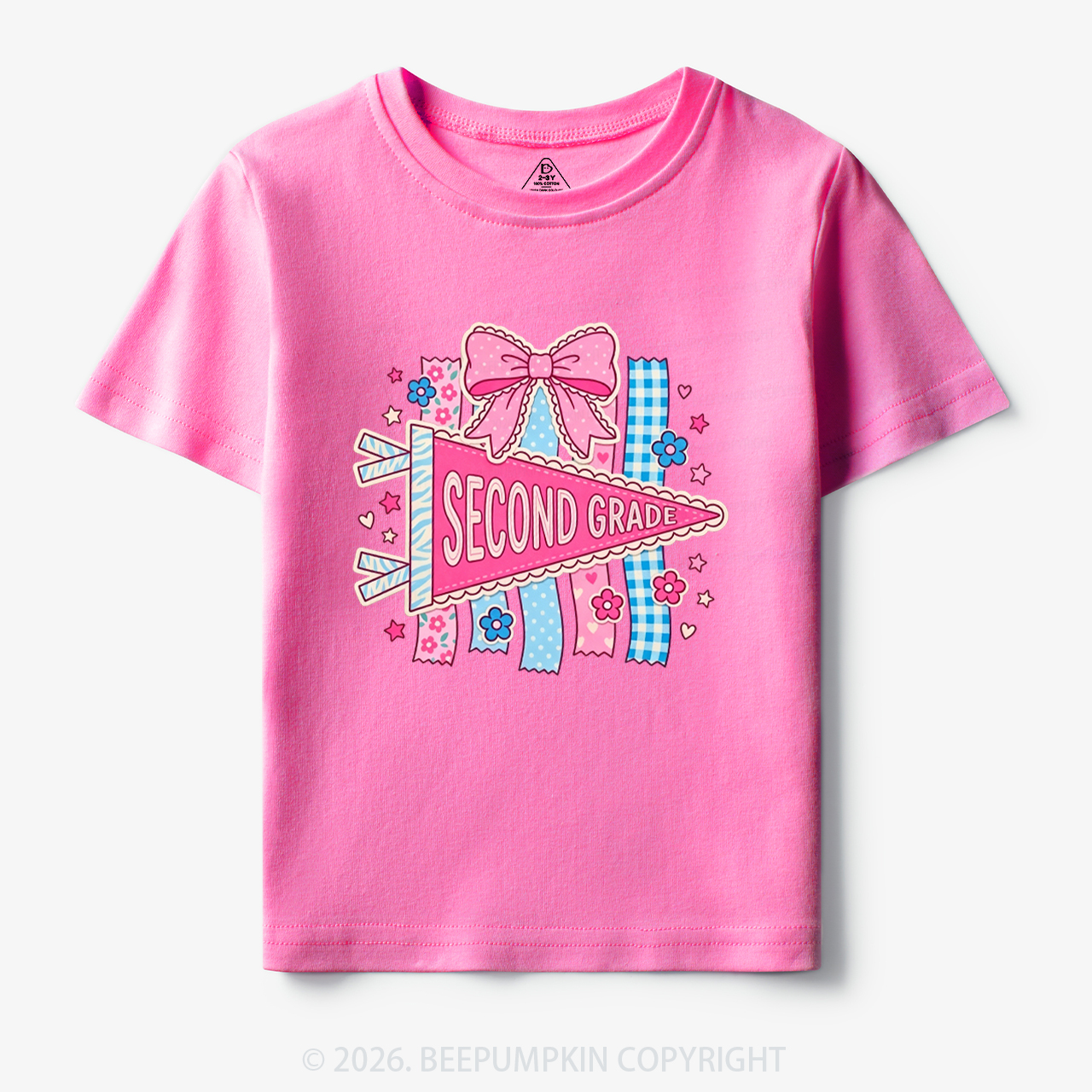Personalized Pink Bow Pennant Back To School Toddler&Kid's Tees