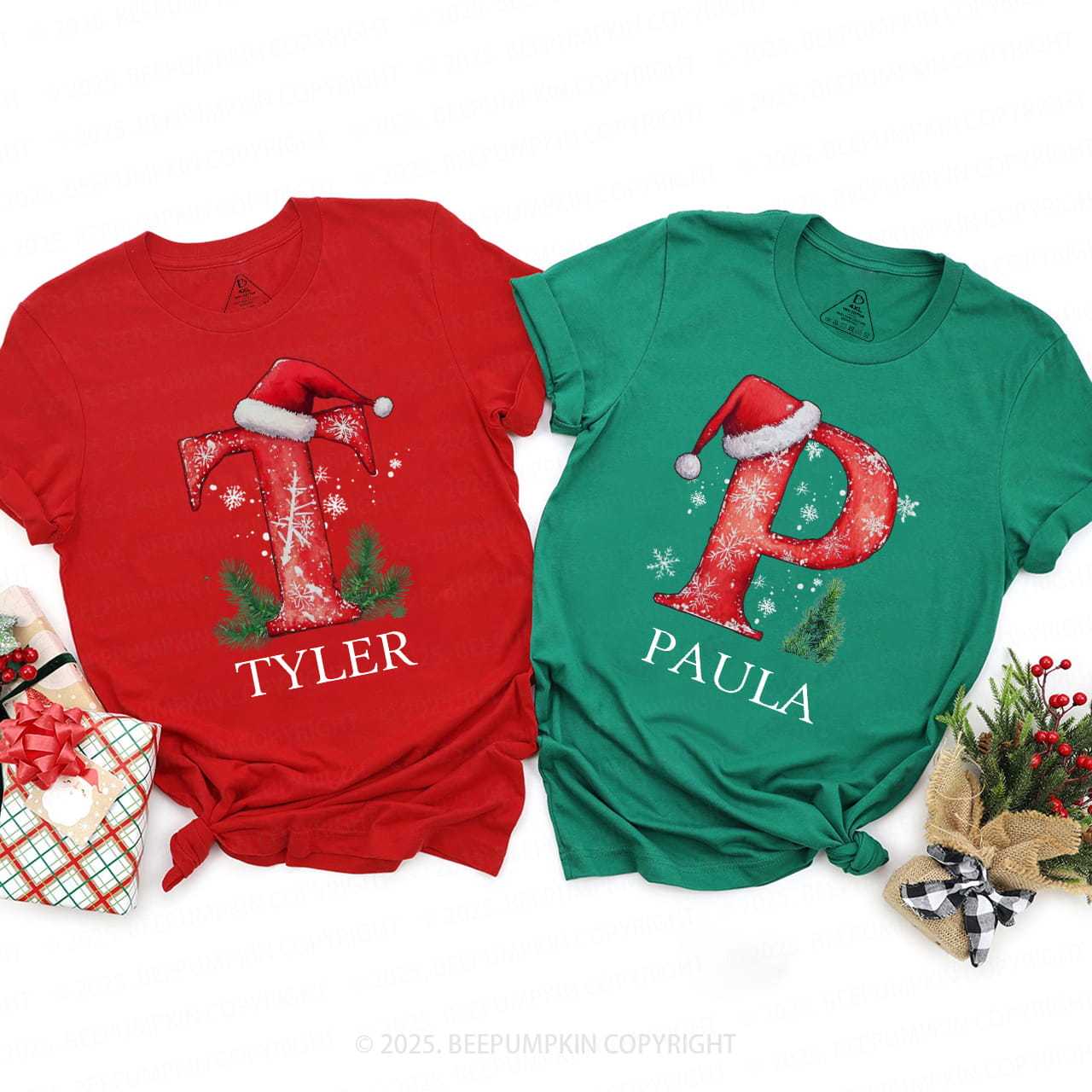 Personalized Winter Wonderland Letters Family Matching T-Shirts Beepumpkin