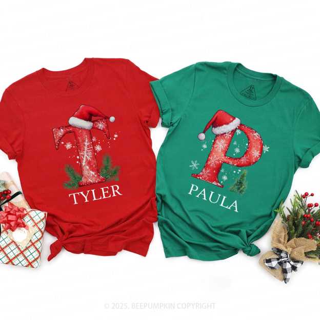 Personalized Winter Wonderland Letters Family Matching T-Shirts Beepumpkin