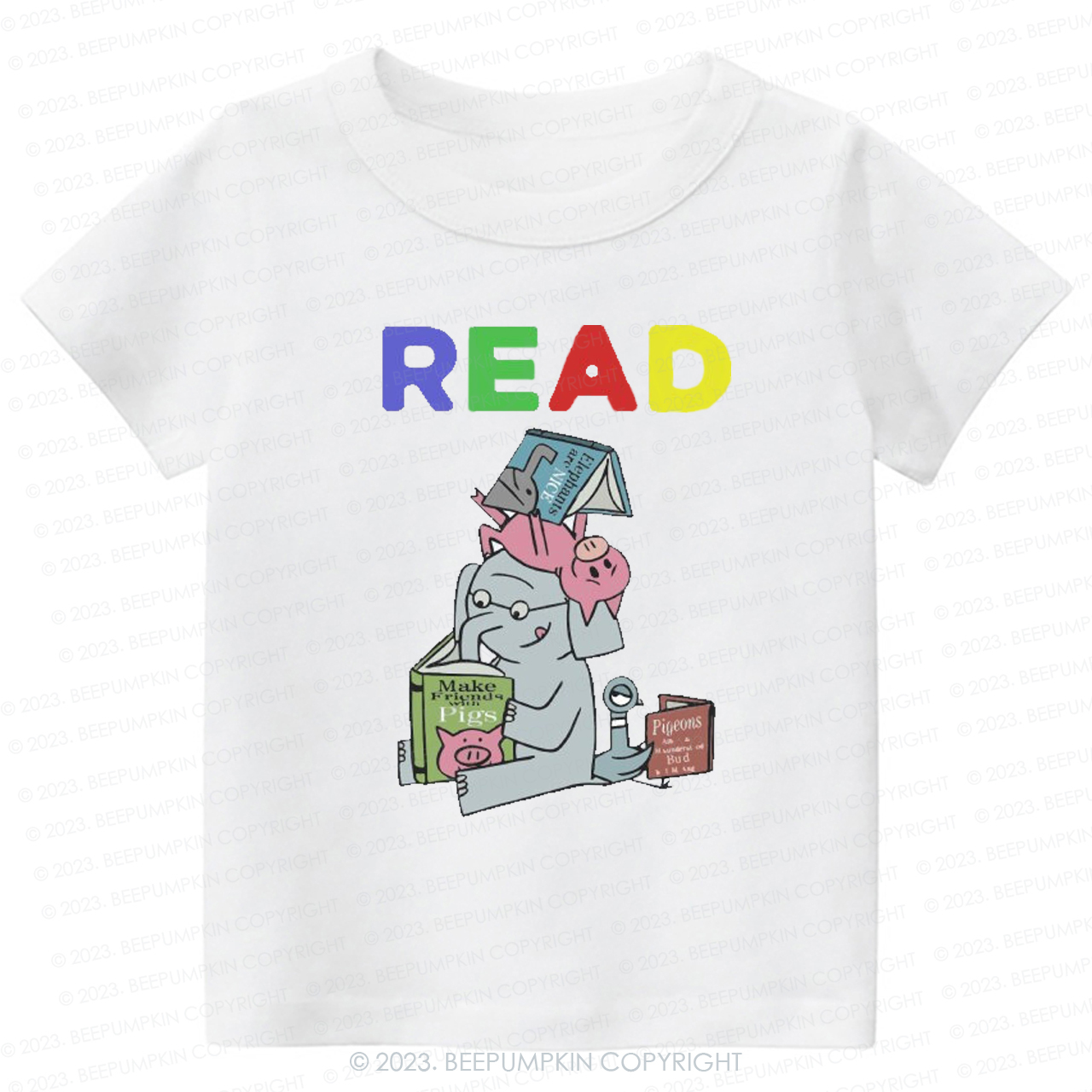 Reading With Friends Piggie Elephant Kids Shirt