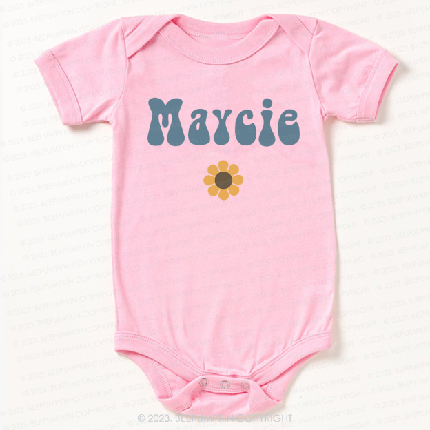 Retro Yellow Flower Natural Bodysuit For Baby