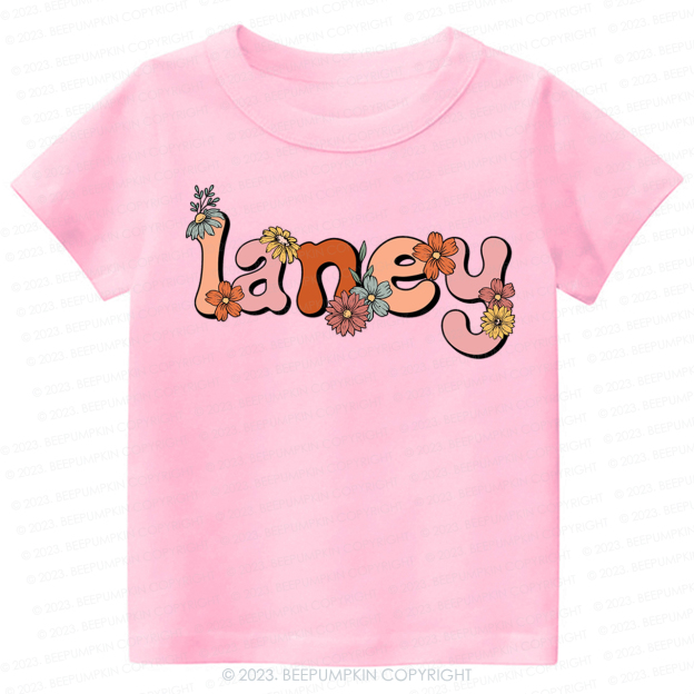 Custom Name Flower Word Art -Toddler Tees