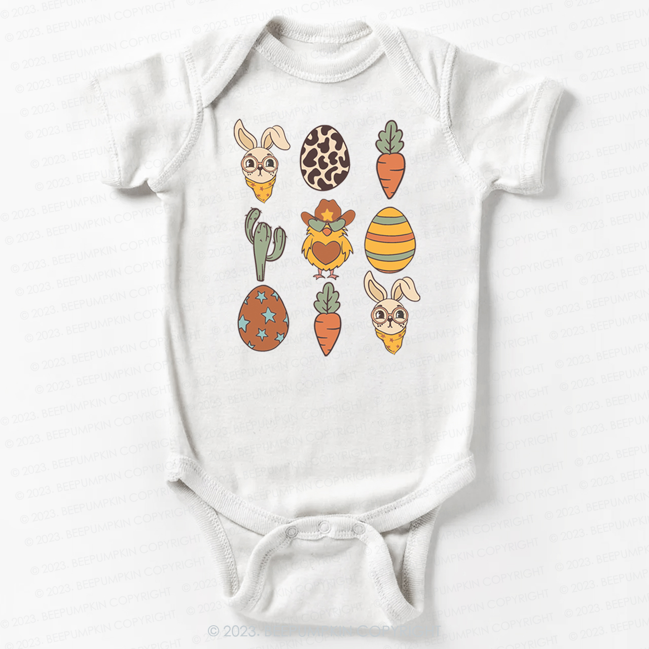 Hoppy Western Easter Carrot Eggs Bodysuit For Baby