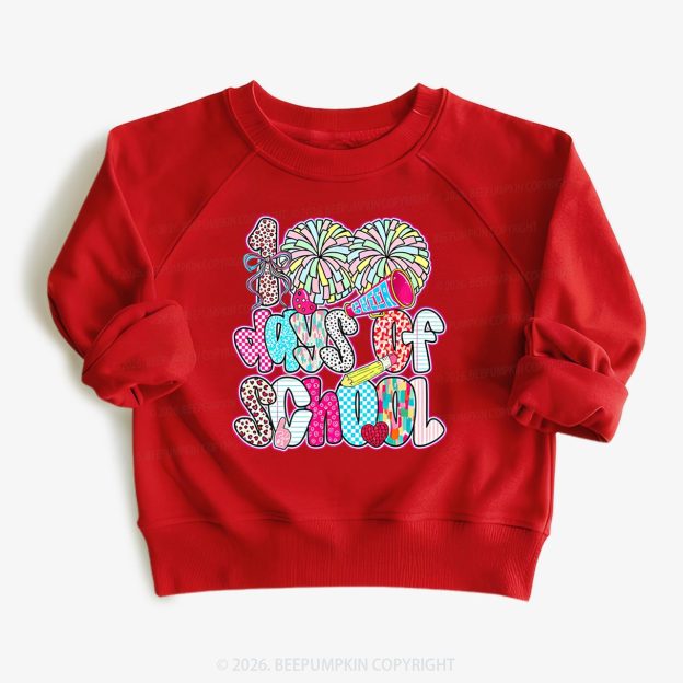 Cheer For 100 Days Pom Pom School Spirit Toddler&Kid's Sweatshirt