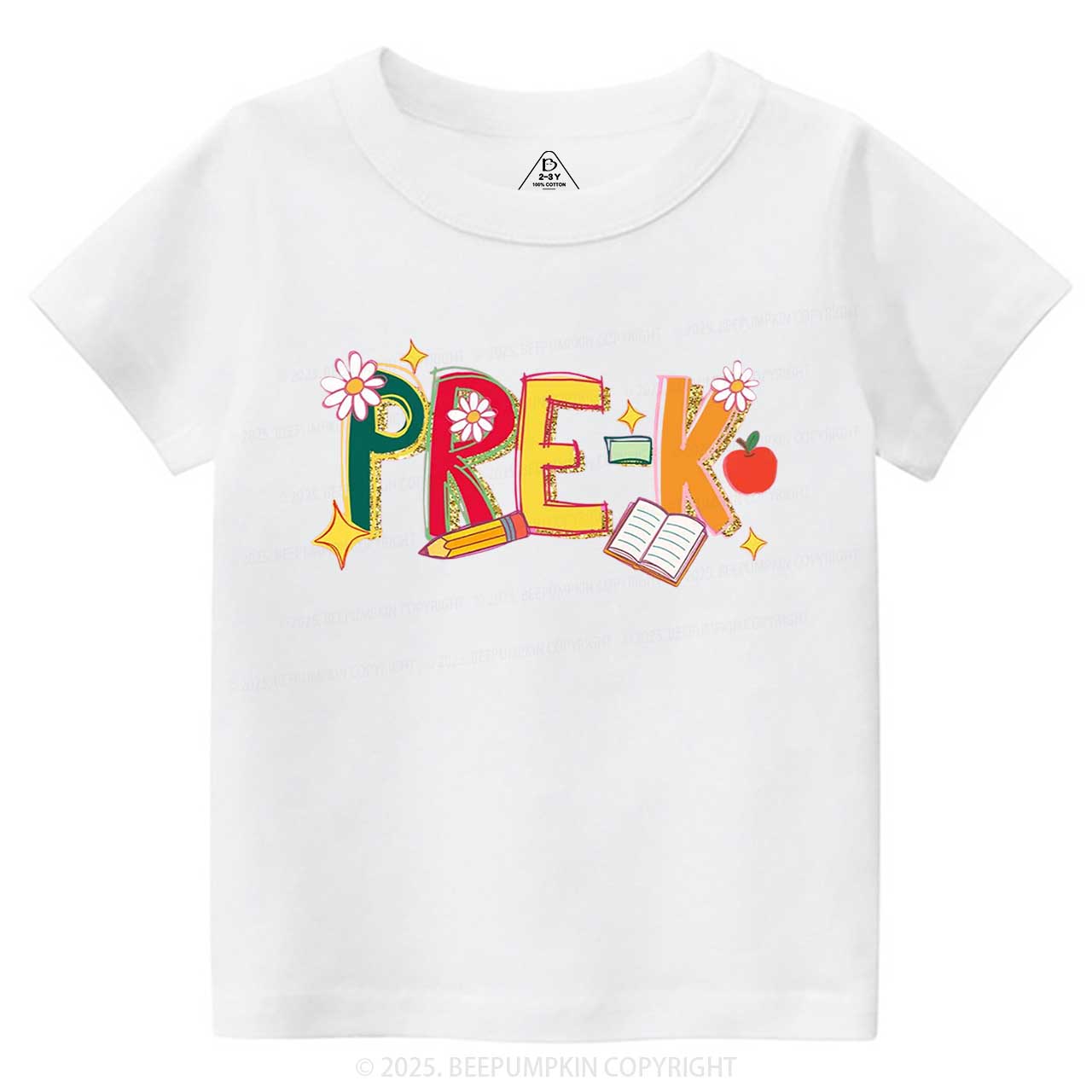 Personalized Girly Floral Kindergarten Neon School Toddler&Kid's Tees Beepumpkin