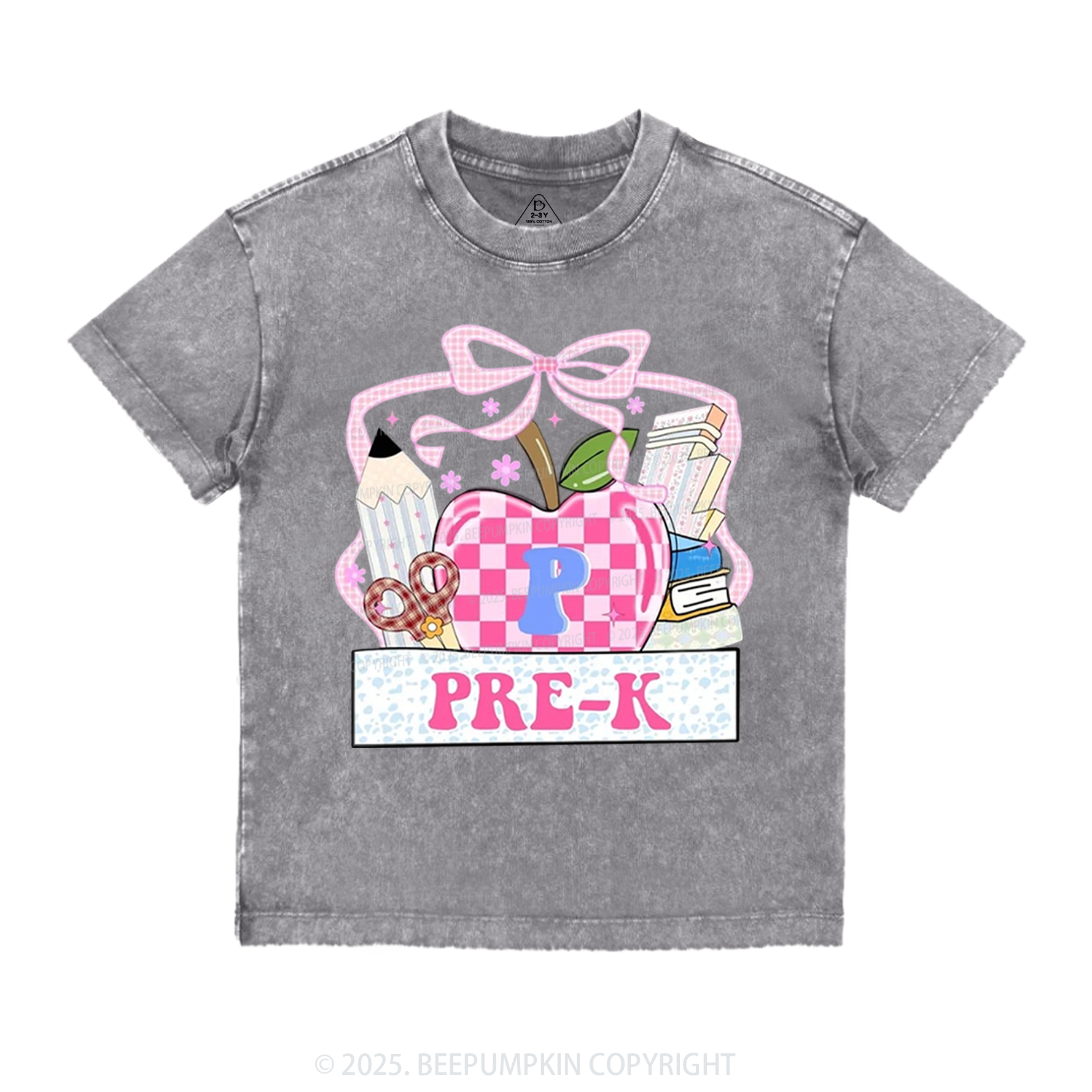 Personalized Checkered Apple Days Toddler&Kids Washed Tees