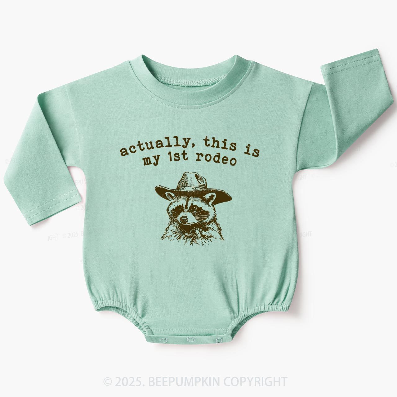 Raccoon My first Rodeo Birthday Baby Bubble Romper Beepumpkin