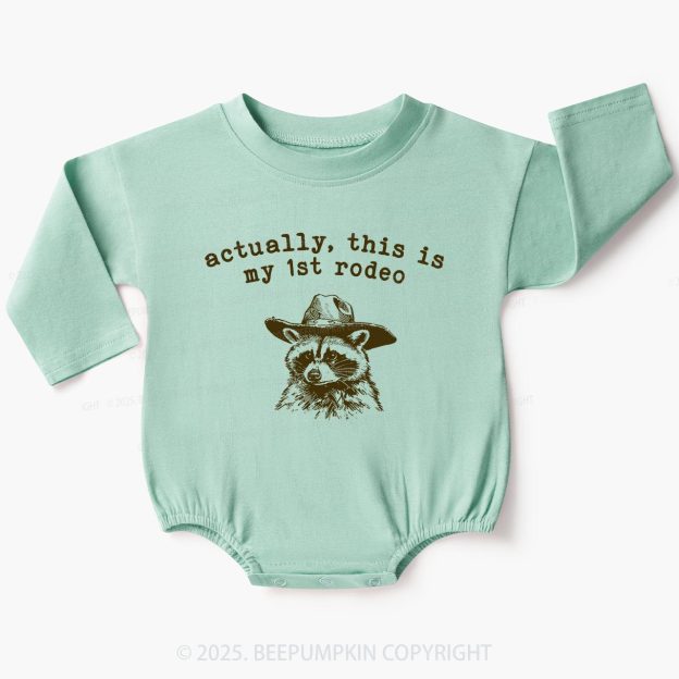 Raccoon My first Rodeo Birthday Baby Bubble Romper Beepumpkin