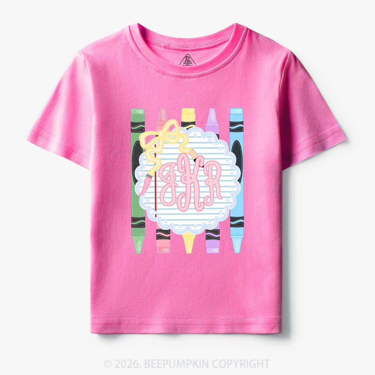 Personalized Monogram Name Pink Preppy Toddler&Kid's Tees