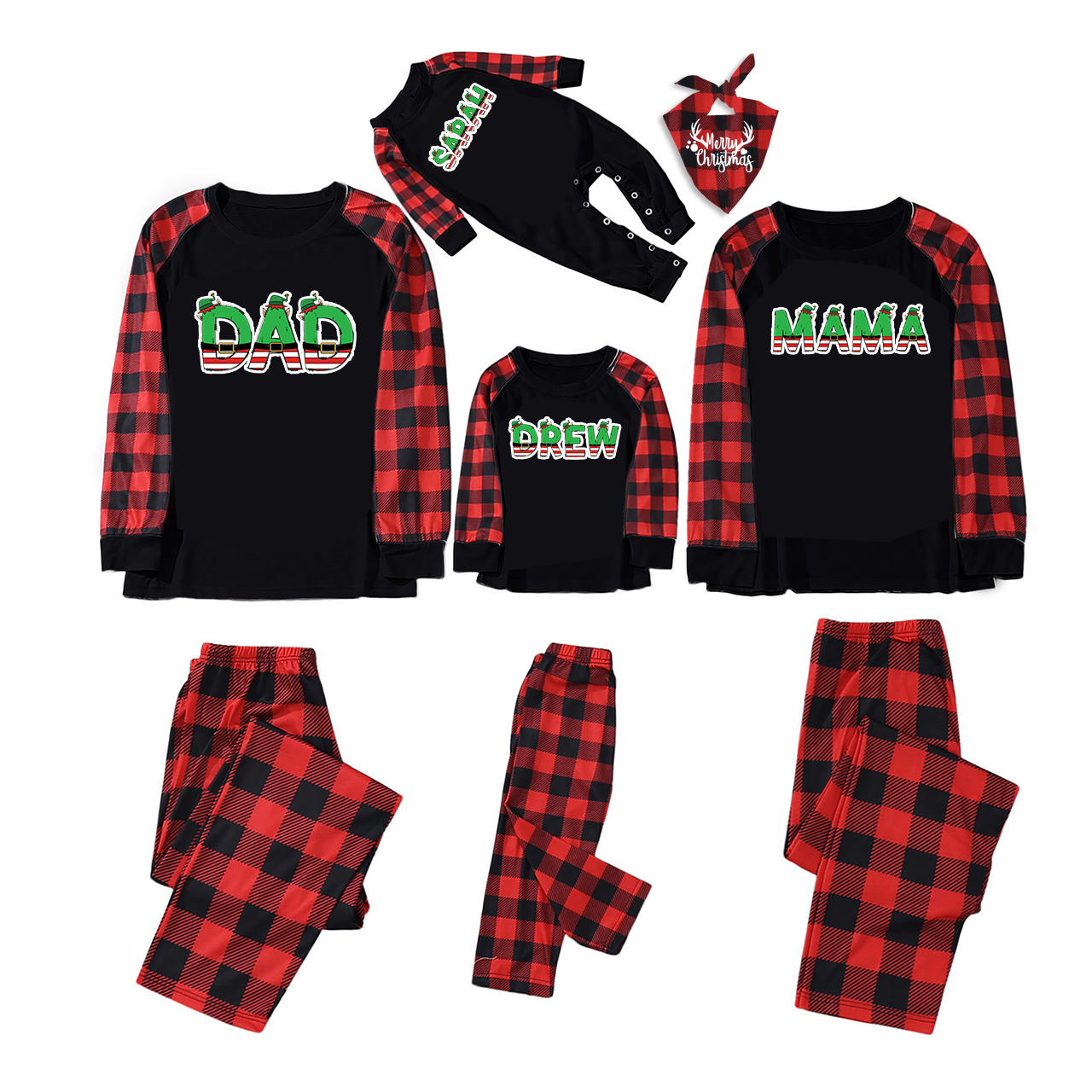 Christmas Elf Doodle Family Matching Pajamas