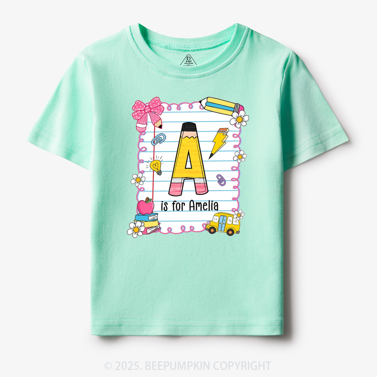 Personalized Alphabet Pencil Name Toddler&Kid's Tees Beepumpkin