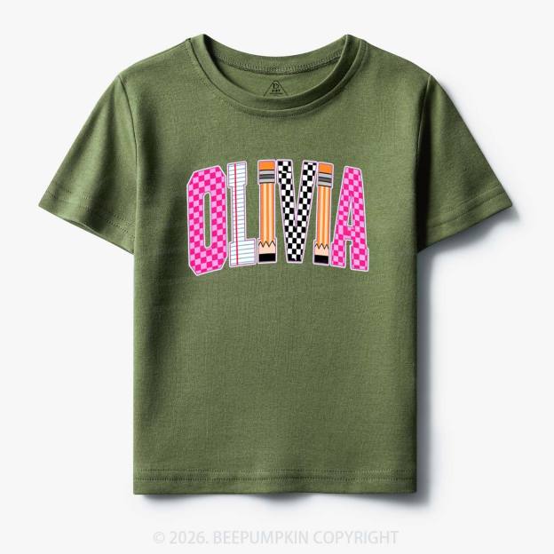 Personalized Name Retro School Preppy Toddler&Kid's Tees