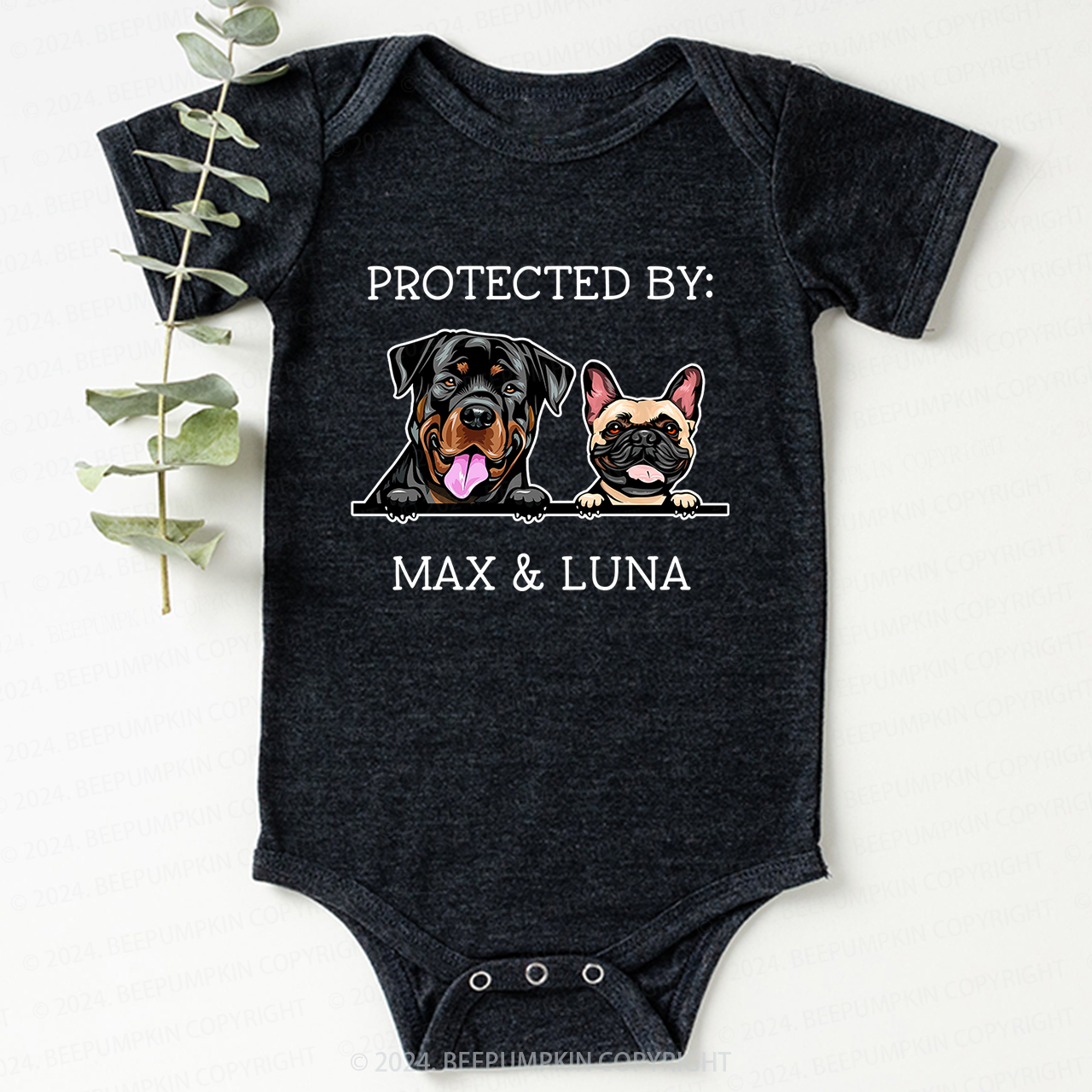 Baby Shower Gift Protected By Dog Bodysuit
