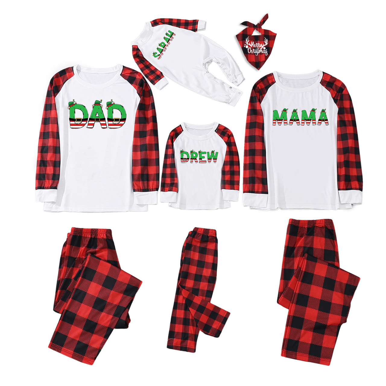 Christmas Elf Doodle Family Matching Pajamas